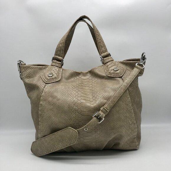 Marc Jacobs Taupe Snake Print Convertible Satchel - Picture 2 of 11